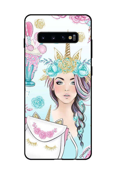 Covernex غطاء حماية لهاتف سامسونج جالاكسي S10 بلس رموش على الحقيبة وفتاة وحيد...