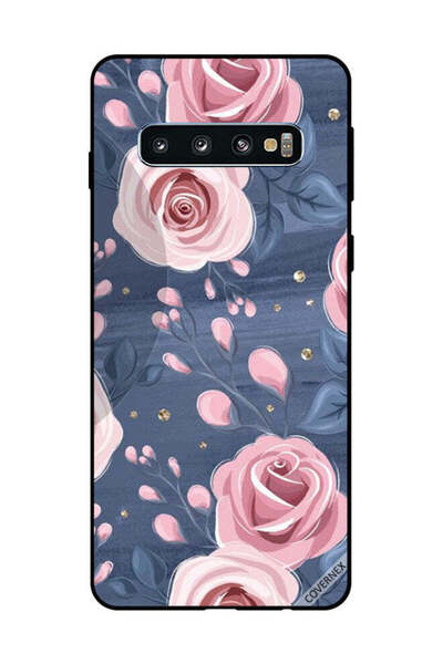 Covernex غطاء حماية لهاتف سامسونج جالاكسي S10 بنقشة ورود وردية وأوراق رمادية ...