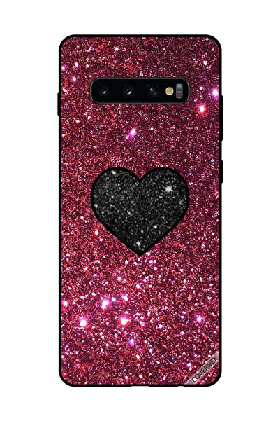 Covernex غطاء حماية لهاتف سامسونج جالاكسي S10 بلس بتصميم قلب أسود مع لمسات حم...
