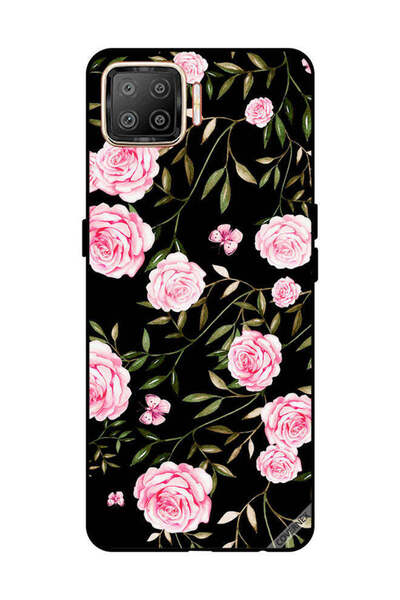 Covernex غطاء حماية لهاتف OPPO F17 ورود وردية في باقات من الأوراق الصغيرة