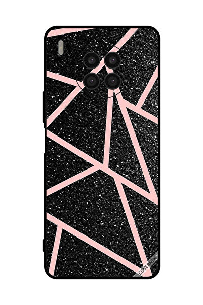 Covernex غطاء حماية لهاتف هواوي نوفا 8i أسود لامع بنقشة مسارات وردية فاتحة