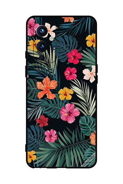 Covernex غطاء حماية لهاتف OnePlus 9 - زهور متعددة الألوان وريش أخضر داكن