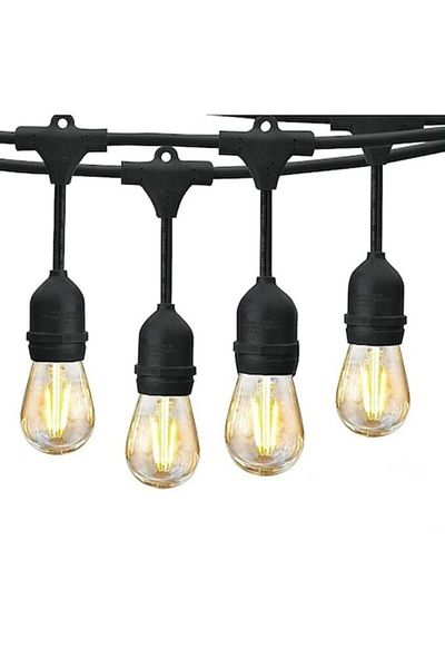 OEM Ghirlandă de lumini LED, 15 m, 15 becuri, interior/exterior, impermeabilă IP65, 2700 K, alb cald