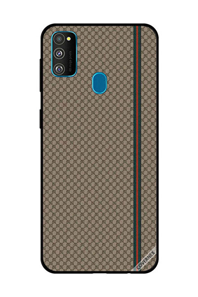 Covernex غطاء حماية لهاتف سامسونج جالاكسي M30s بخطوط حمراء وخضراء على نمط بني