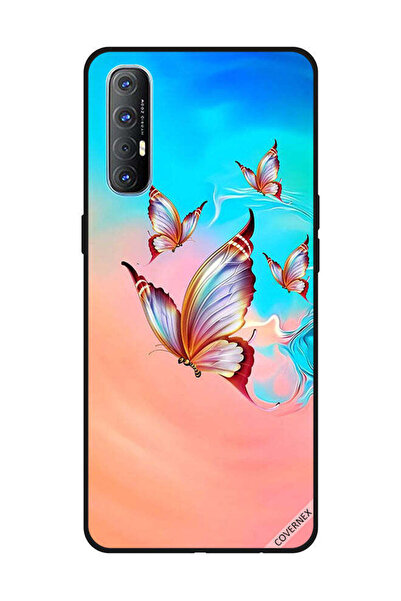 Covernex غطاء حماية لهاتف OPPO Reno 3 Pro، فراشات تحلق فوق لون الطلاء