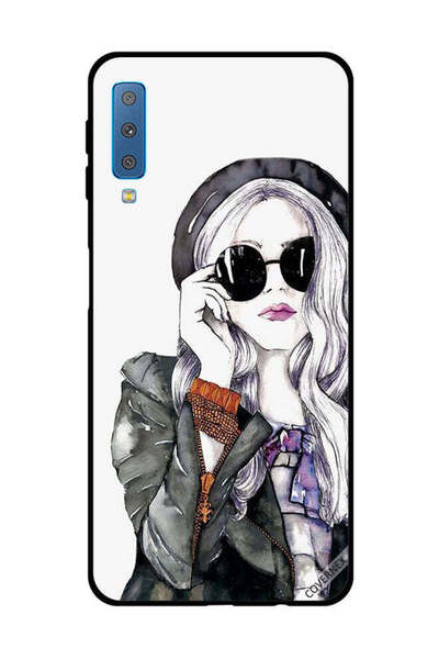 Covernex غطاء حماية لهاتف سامسونج جالاكسي A7 2018، أسود، بتصميم فتاة لطيفة من...