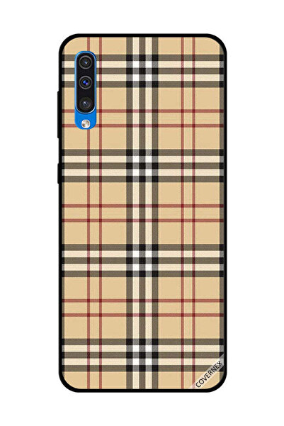 Covernex غطاء حماية لهاتف سامسونج جالاكسي A50 بخطوط حمراء وسوداء على القماش