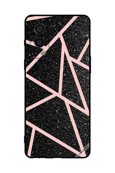 Covernex غطاء حماية لهاتف OnePlus Nord 2 5G أسود لامع بنقشة مسارات وردية فاتحة