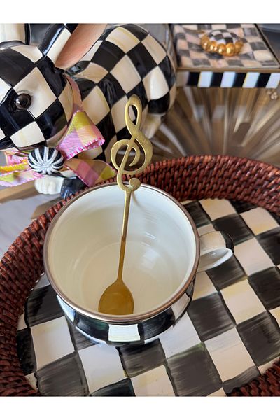 Hatice sakallı design 1Pcs Musical Note Music Patterned Coffee Dessert Tea Spoon Gold Titanium Spoon