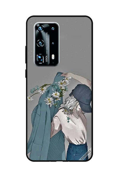 Covernex غطاء حماية لهاتف هواوي بي 40 برو بلس بغطاء رأس فتاة ترتدي معطفًا مزهرًا