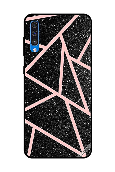 Covernex غطاء حماية لهاتف سامسونج جالاكسي A50 - أسود لامع، بنقشة مسارات وردية...