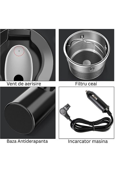 PYKA HOME SHOP Cana Termica, Temperatura Reglabila, Control Tactil, Anti-Scurgere, Pentru Masina, 500 ml