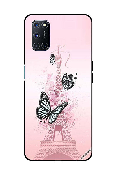 Covernex غطاء حماية لهاتف OPPO A52/A72/A92 برسومات فراشات سوداء على برج Effiel