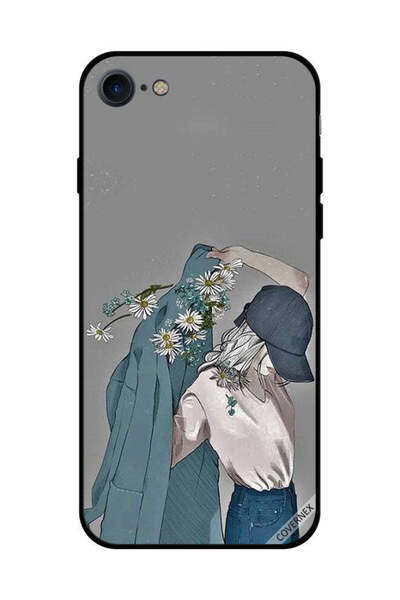 Covernex غطاء حماية لهاتف iPhone SE 2020، فتاة ترتدي معطفًا مزهرًا