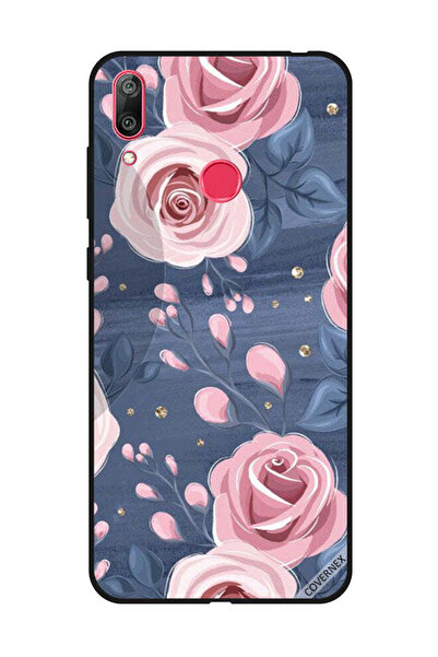 Covernex غطاء حماية لهاتف هواوي Y7 Prime 2019 بنقشة ورود وردية وأوراق رمادية ...