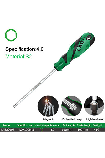 Choice3 4x100MM-LA622005 LAOA 1pc Ball Head Hex Screwdriver Flat Head Screw D...