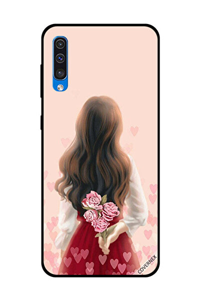 Covernex غطاء حماية لهاتف سامسونج جالاكسي A50 - فتاة تخفي الزهور