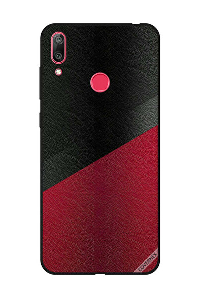 Covernex غطاء حماية لهاتف هواوي Y7 Prime 2019 بنقشة جلد أسود وأحمر