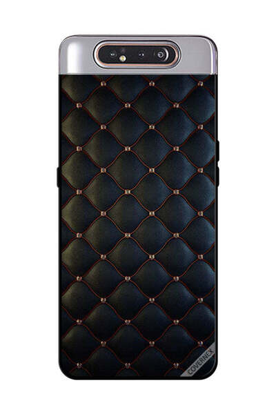 Covernex غطاء حماية لهاتف سامسونج جالاكسي A80 مطبوع عليه نقشة قماشية سوداء