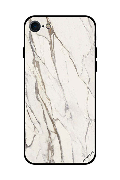 Covernex غطاء حماية لهاتف iPhone SE 2020 بنمط رخامي أبيض متشقق
