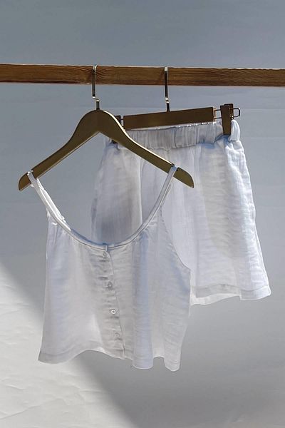MJAMASS White Drawstring Detailed Shorts Set