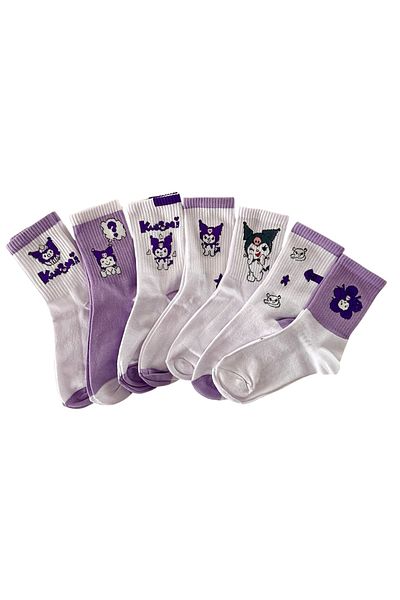 çorapdunyam 7-Piece Kuromi Pattern Character College Socks