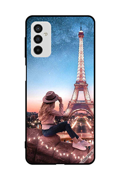 Covernex غطاء حماية لهاتف سامسونج جالاكسي M52 5G، فتاة قبعة بنية وبرج إيفيل