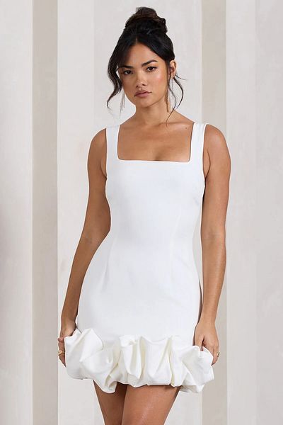 OLSAMODA Women's Skirt Ruffle Open Back Square Neck Mini Dress