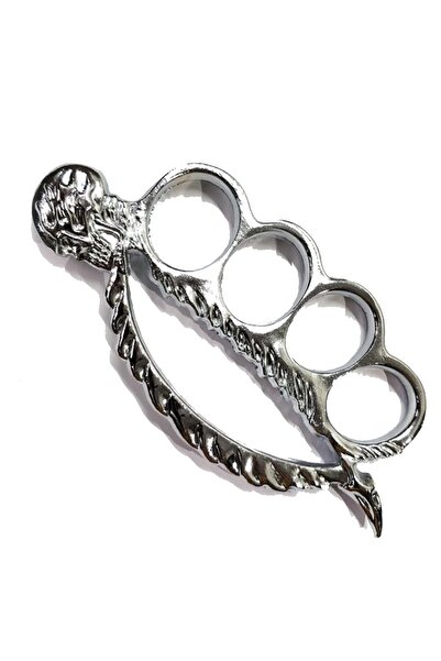 dalimag Steel dagger with self-defense rosette, skull design, pointed tip, 0.5 cm thickness, gray, dalimag