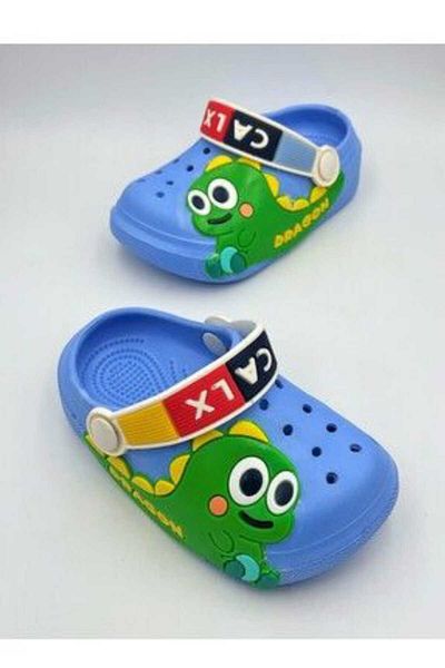 ÇEÇEN HOME Dragon Printed Boy's Slippers (Blue)