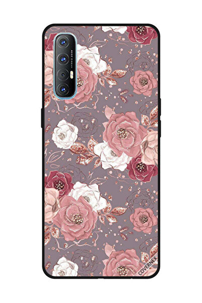 Covernex غطاء حماية لهاتف OPPO Reno 3 Pro بنقشة زهور بلون الشوكولاتة