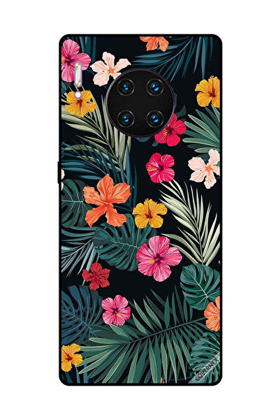 Covernex غطاء حماية لهاتف هواوي ميت 30 برو - زهور متعددة الألوان وريش أخضر داكن