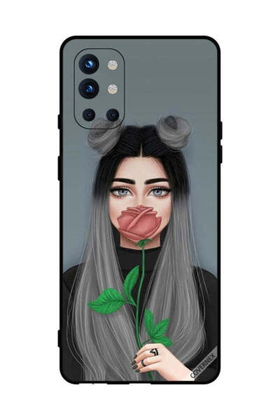 Covernex Protective Case Cover For OnePlus 9R Cute Girl Hide Mouth On Peach Rose