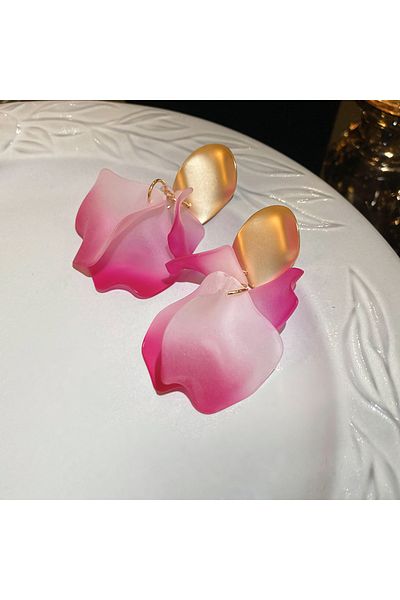 Choice pink Stylish Multicolored Flower Earrings For Woman Delicate Petal Tassel Stud Earring Temperament E
