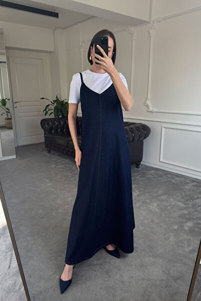 MAGARDE فستان من الدنيم بحزام - أزرق داكن