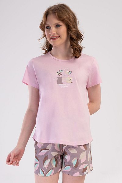 VİENETTA Cotton Women's Short Sleeve Shorts Pajamas Set, 409129