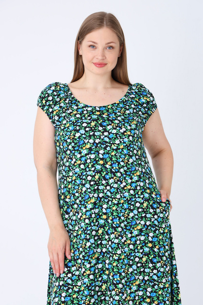 İntensive Γυναικείο φόρεμα με λουλουδάτο μοτίβο με τσέπες από βαμβακερό μεγάλο μέγεθος