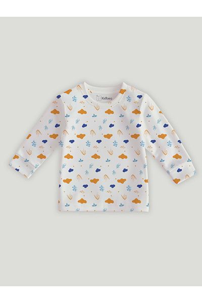 luay ® 100% Bamboo Cloud & Nature Printed Co-ord Set | | Full-Sleeve T-Shirt & Comfy Pants - White