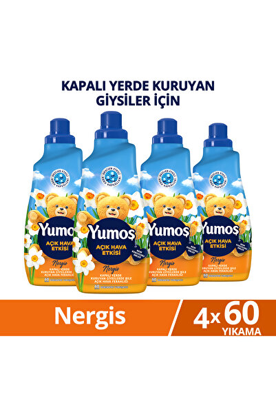 Yumoş Yumoş Açık Hava Etkisi Konsantre Çamaşır Yumuşatıcısı Nergis 1440 Ml 60 Yıkama x4
