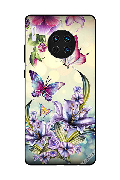 Covernex غطاء حماية لهاتف هواوي ميت 30 بنقشة زهور أرجوانية وفراشات