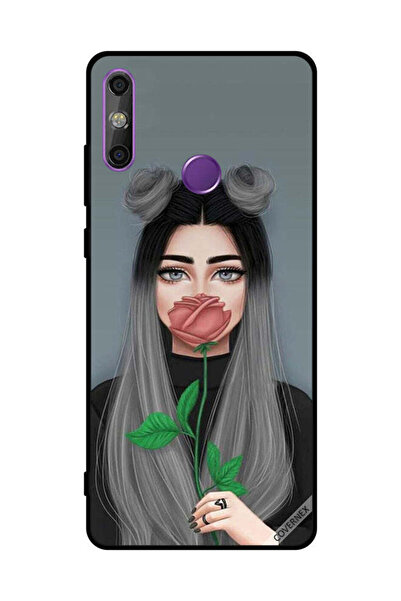 Covernex غطاء حماية لهاتف هواوي إنجوي 20E بطبعة فتاة لطيفة تخفي فمها بلون ورد...