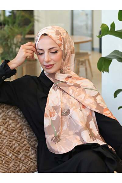 efdal şal eşarp Poppy Flower Pattern Crepe Shawl