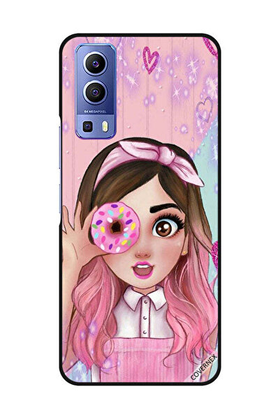 Covernex Protective Case Cover For Vivo Y72 5G Cute Little Girl Holding Donut