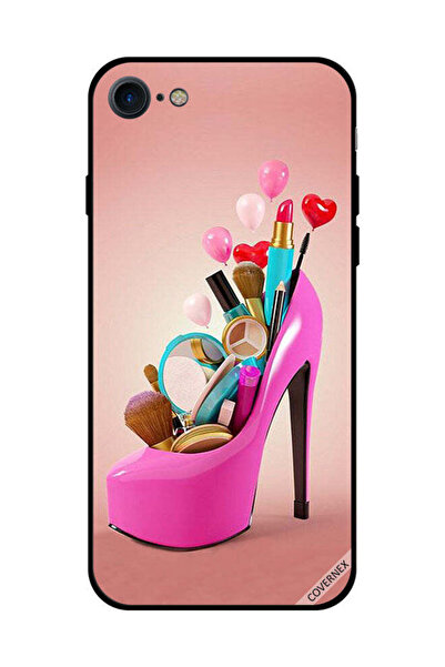 Covernex غطاء حماية لهاتف iPhone SE 2020 حذاء وردي مع أدوات مكياج