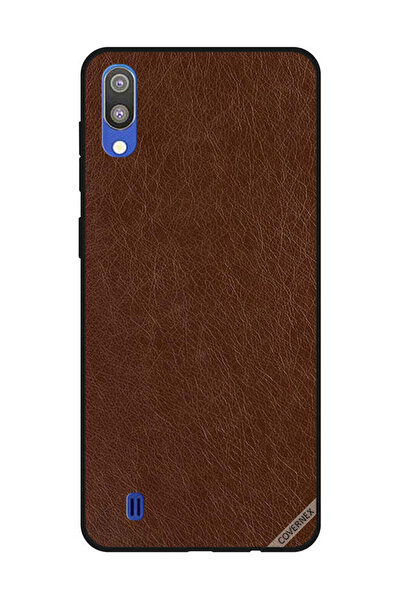 Covernex غطاء حماية لهاتف سامسونج جالاكسي M10 - بني داكن، بنقشة جلد