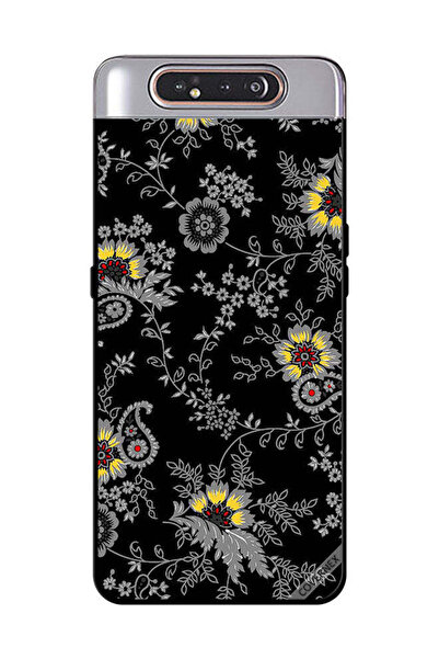 Covernex Protective Case Cover For Samsung Galaxy A80 Grey Floral Black Bg