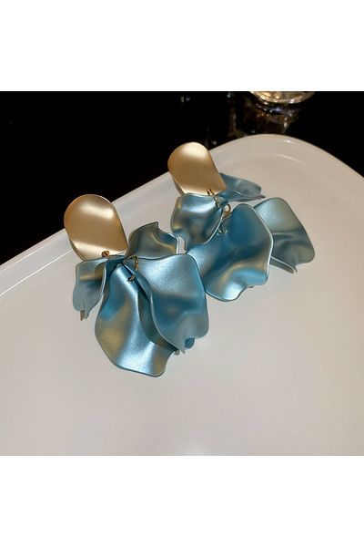 Choice light blue Stylish Multicolored Flower Earrings For Woman Delicate Petal Tassel Stud Earring Tempera