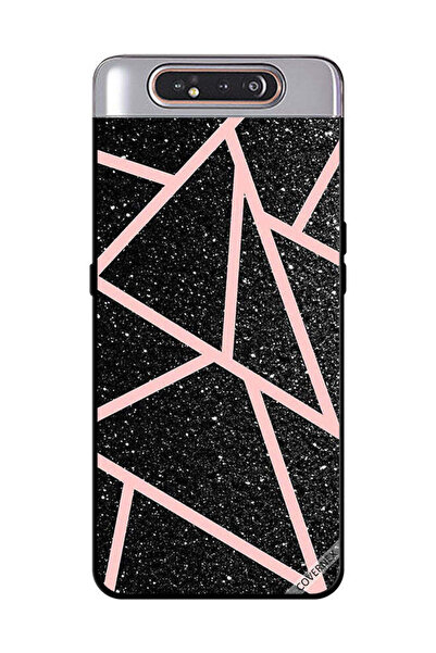 Covernex غطاء حماية لهاتف سامسونج جالاكسي A80 - أسود لامع، بنقشة مسارات وردية...