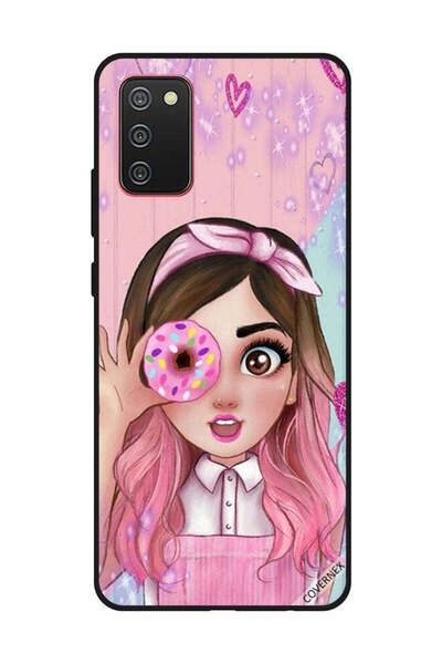 Covernex غطاء حماية لهاتف سامسونج جالاكسي A02s/F02s فتاة صغيرة لطيفة تحمل دونات