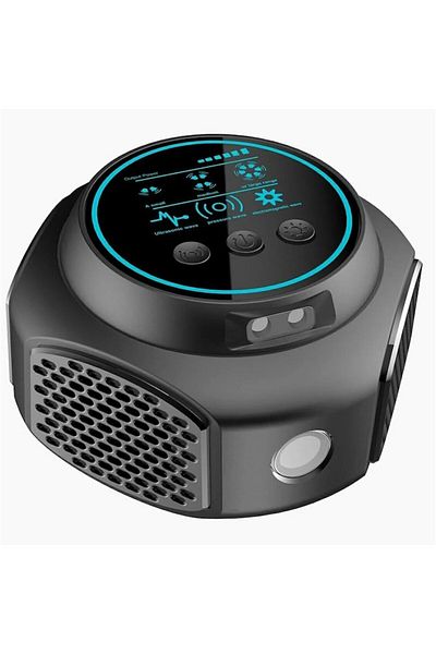 OEM Dispozitiv cu ultrasunete cu 4 difuzoare, antirozătoare, șobolani, insecte, 360°, rază de acțiune 90m², frecvență 20 - 4